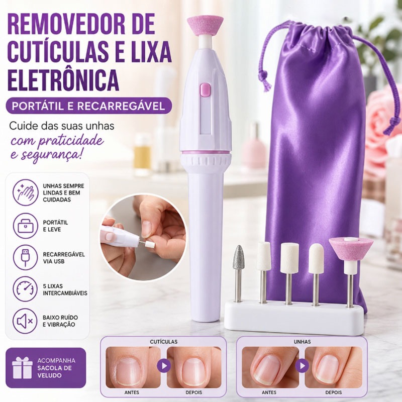 Removedor De Cutículas E Lixa Eletrônica Portátil Lixadeira Unha
