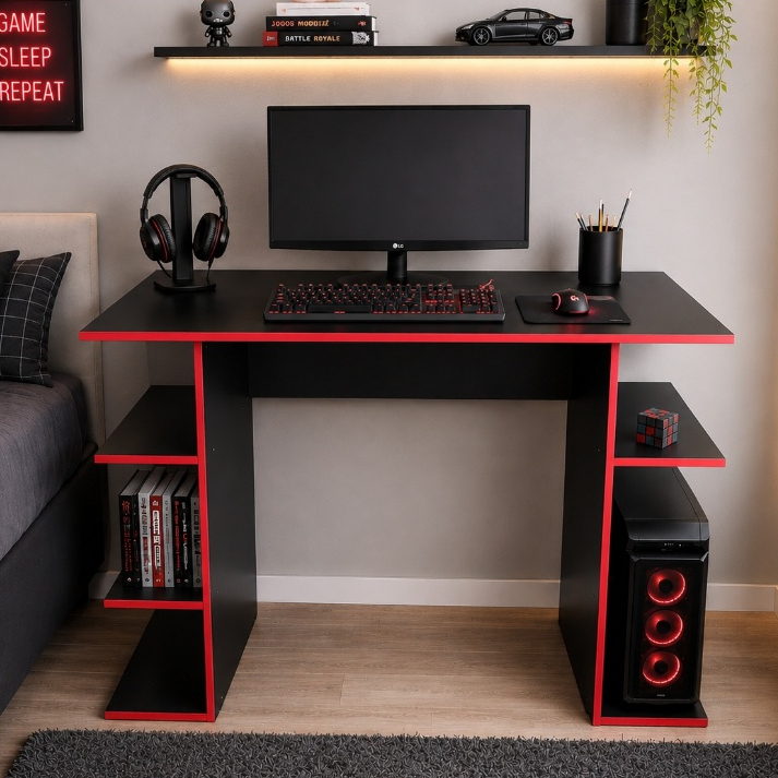 Mesa Gamer Escrivaninha Computador Notebook Jogos PC Escritótio Quarto Compacta Moderna Casa Cores