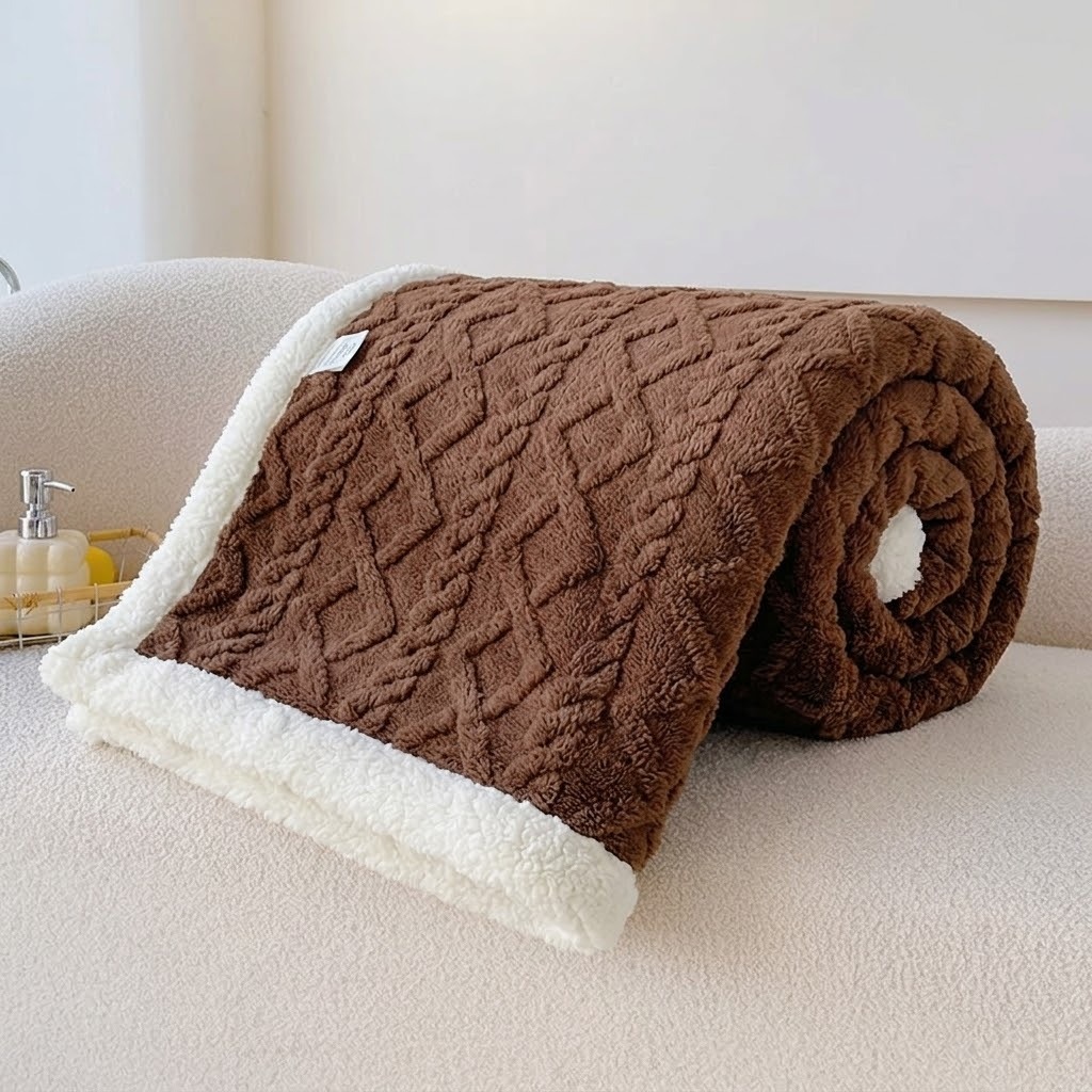 Manta Casal Canelada Com Sherpa Glamour 2,20 x 1,80 Super Macio