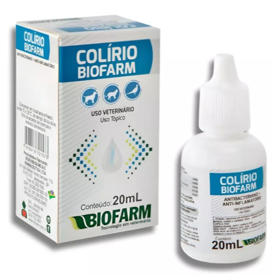 Colírio Pet Biofarm 20ml - Antibacteriano e Anti-Inflamatório para Cães e Gatos