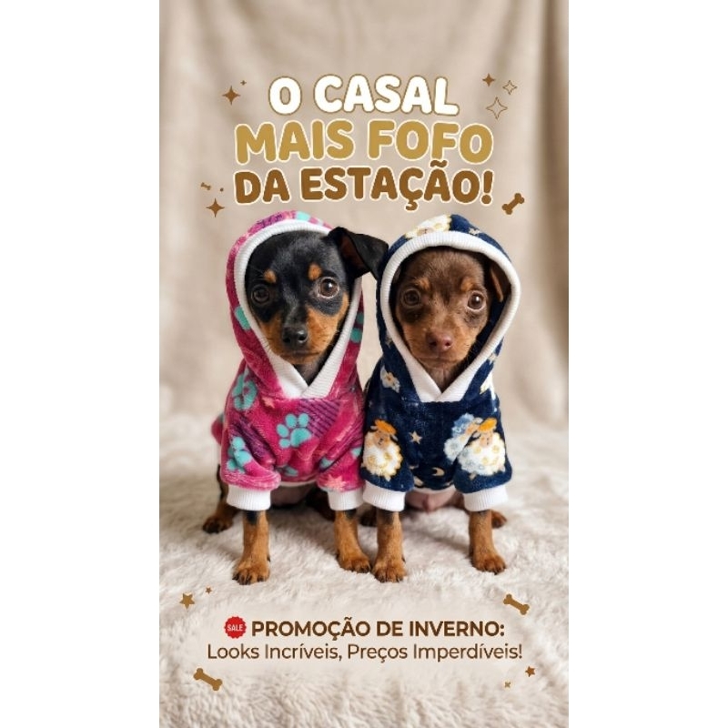 "Blusinha de Frio para Cachorro Pincher adulto ate 2 kilos com Capuz estampa variada— Roupa Pet Inverno Quentinha"