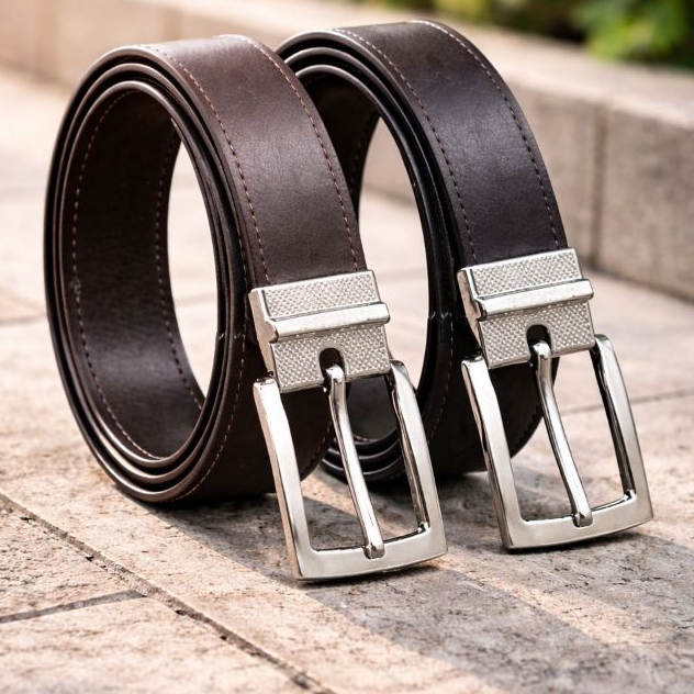 kit 2 cintos masculinos um preto um marrom couro ajuistavel ate 120cm Postamos no mesmo dia
