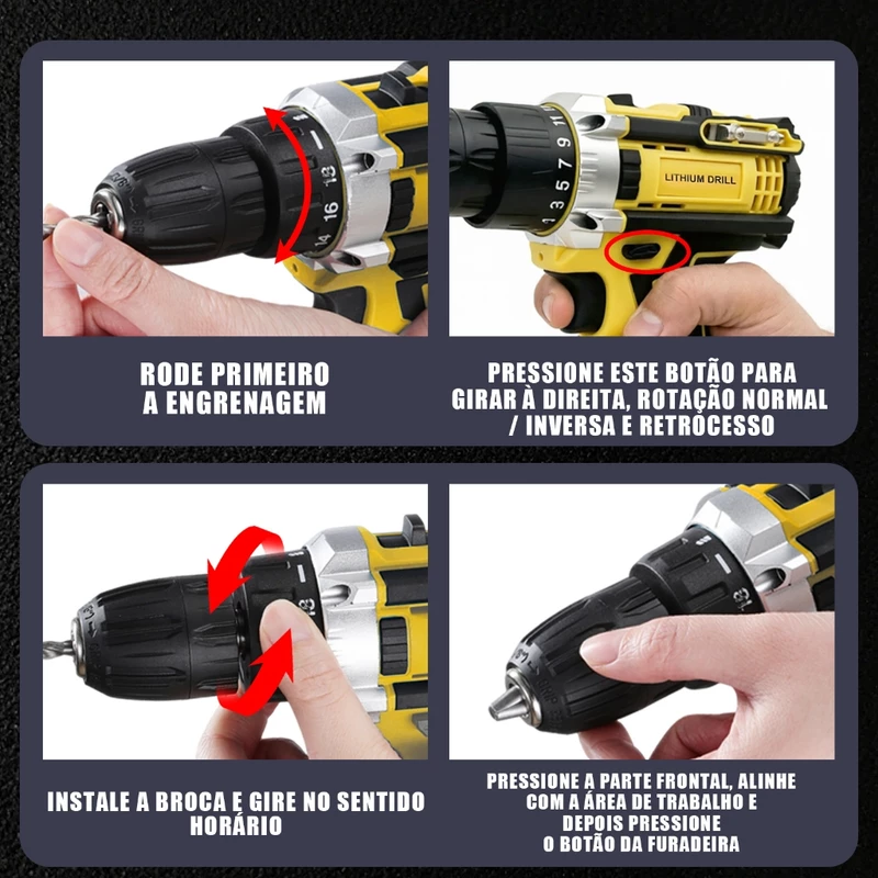 Parafusadeira e Furadeira Sem Fio 48V com Dupla Bateria — foto 4