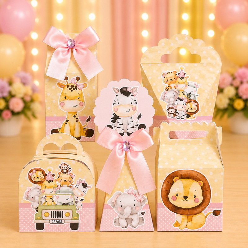 Kit Festa Safari Menina Caixinhas para festa infantis lembrancinhas de aniversario mimos decoração personalizados