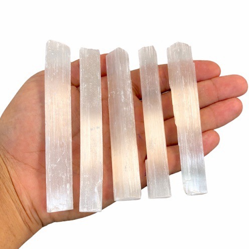 Bastão de Selenita Branca P Bruta Natural limpeza energética e paz espiritual