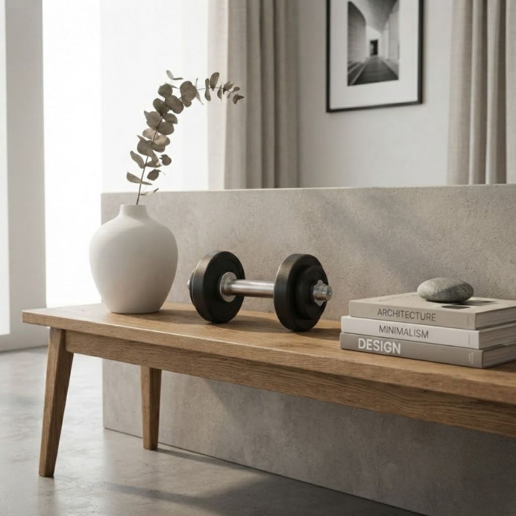 Estatueta Haltere Decorativo Design Minimalista para Mesa Estante Decoração Fitness