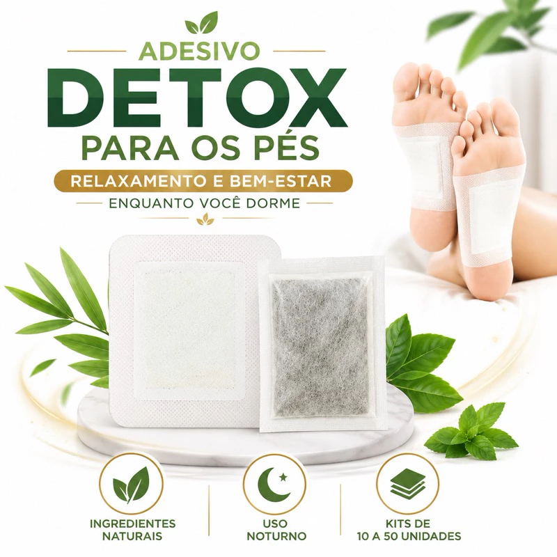 Adesivo Detox Para os Pés Kit 10 a 50 Foot Patch Natural Relaxamento Bem Estar Uso Noturno Pés Cansa — imagem 1
