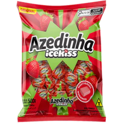 Balas Azedinhas Mastigáveis Icekiss Morango 500g Cory