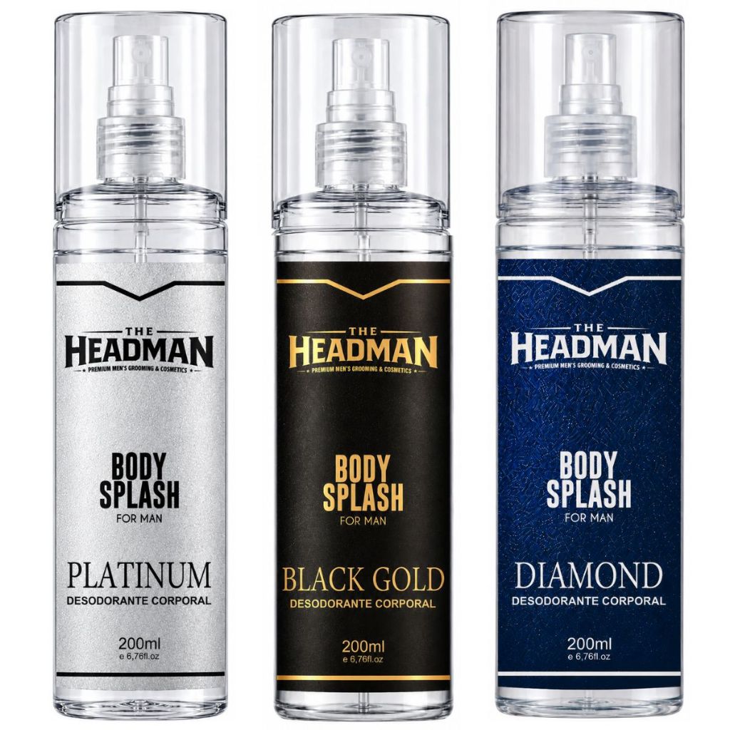 KIT COM 3 - Body Splash The Headman Original Masculino Fragrância Premium Perfume Corporal