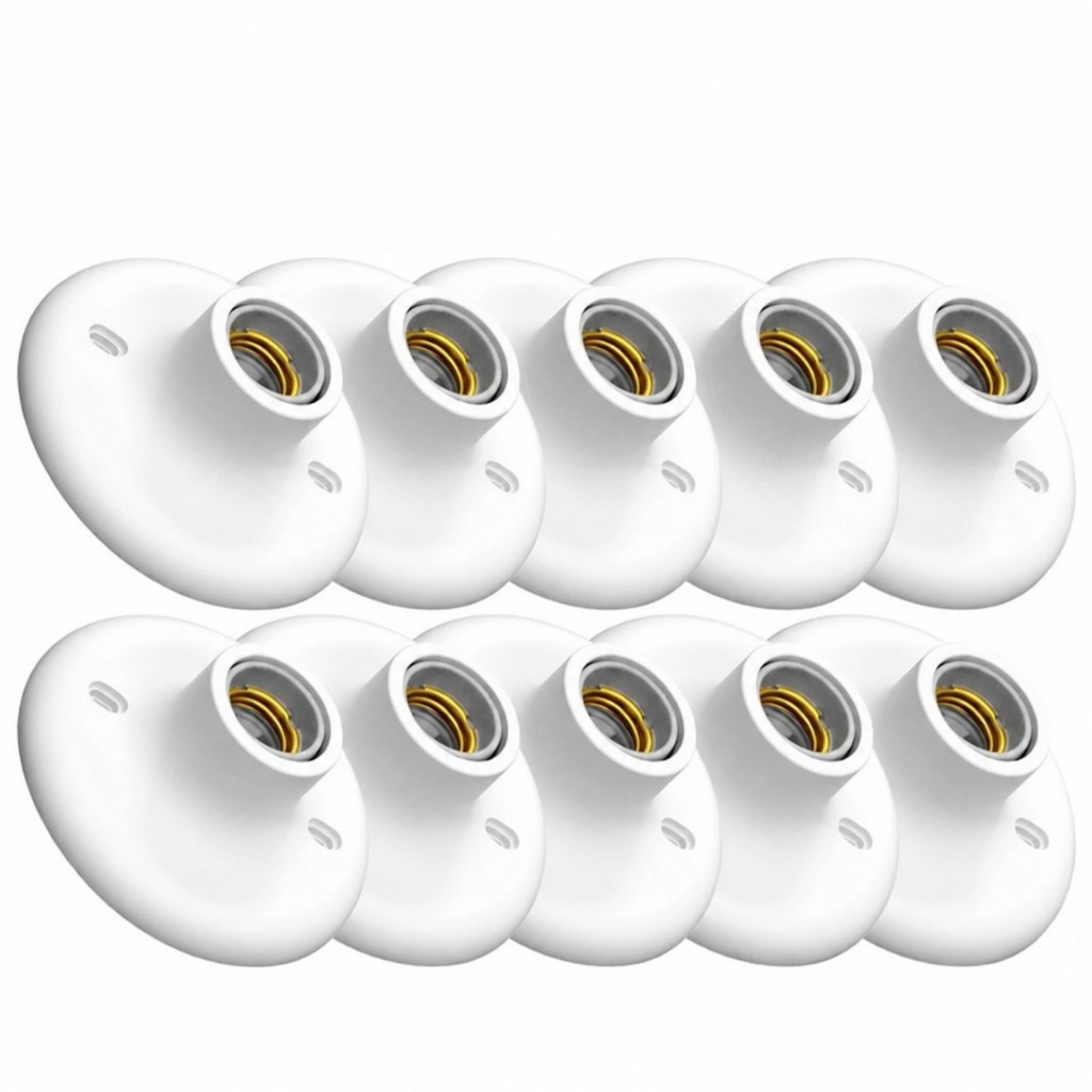 Kit 10 Plafon de Teto Branco E27 Bocal Soquete de Porcelana Suporte Base para Lâmpada 110V 220V