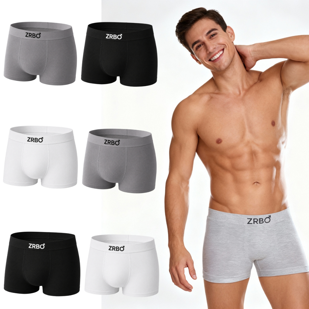 Kit 6 Cuecas Boxer Zrbo de Algodão Masculina Várias Cores