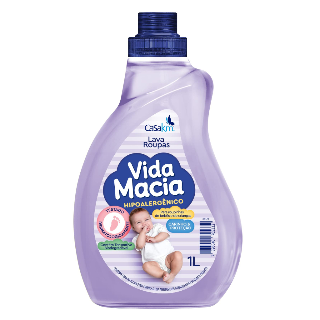 lava roupas infantil Vida Macia 1L com Fórmula Hipoalergênica para Roupas Delicadas