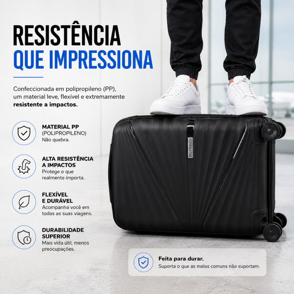 Mala 10kg Viagem Avião Bordo com Divisória e Cadeado Padrão ANAC 55X35X25 Giratória Anti-Furto Rodinhas 360° Cabine — imagem 2 de 2