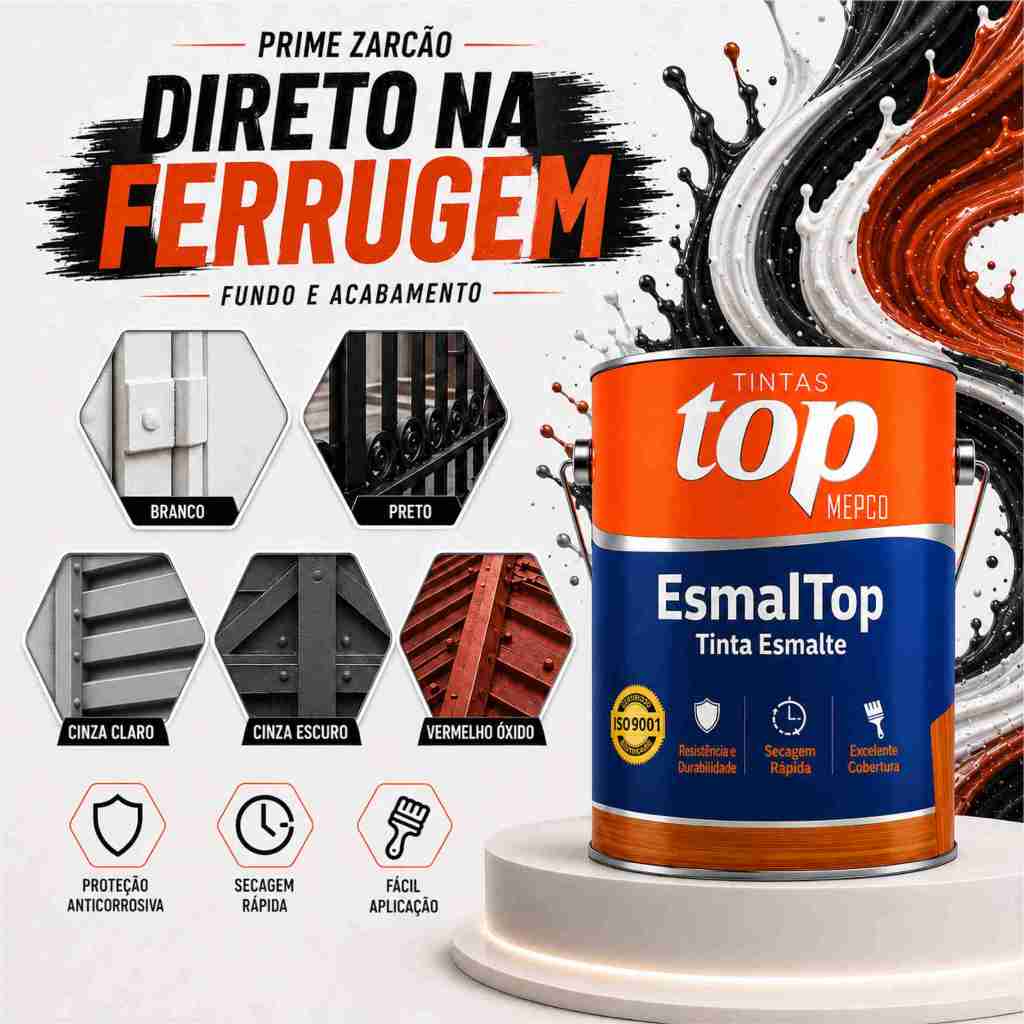 Tinta Para Ferrugem 900ml – Direto no Metal, Alta Aderência e Secagem Rápida