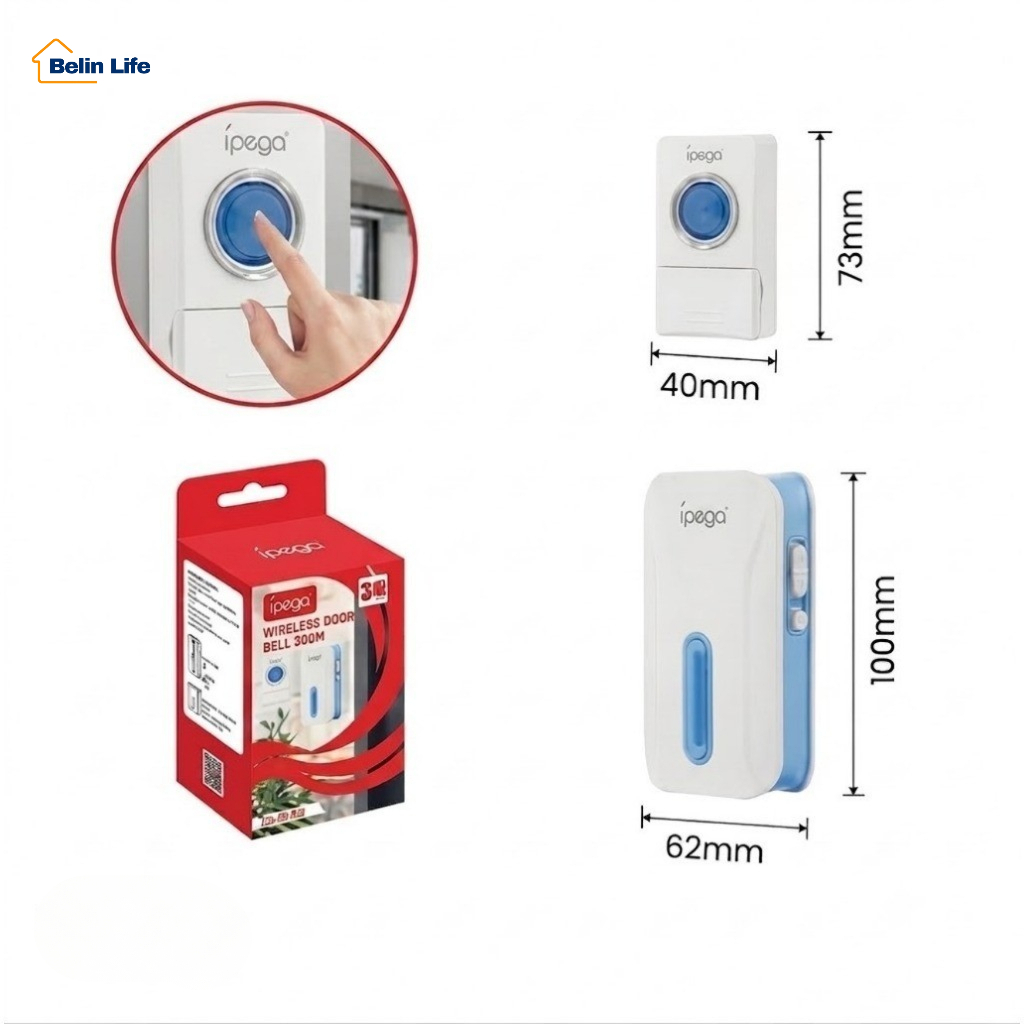 Campainha Sem Fio Knup KP-CA333 Bivolt Longo Alcance Memoria Interna Sem Interferencia