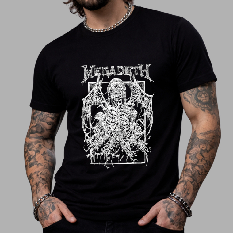 Camiseta Megadeth Rock Banda Internacional Camisa Unissex Masculino Feminino 100%Algodão Top Premium