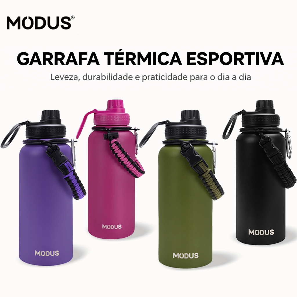 Modus Garrafa Térmica Esportiva 1000ml com Alça Portátil Tampa Antivazamento para Academia e Outdoor