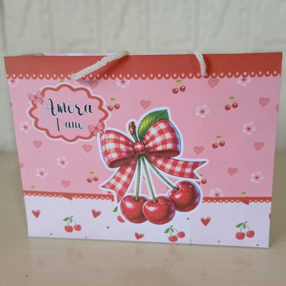 PEGUE E MONTE Sacolinha/Bolsinha Personalizada para Festa CEREJINHA  Mimos Lembrancinhas Sacolinha Surpresa