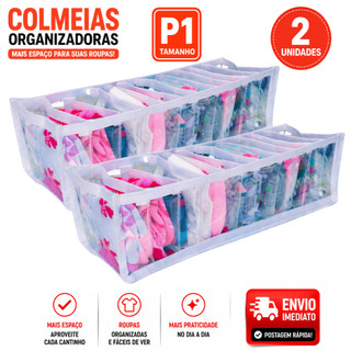 Kit 2 Colmeias Organizadoras P Transparente para Gavetas Organizador Guarda Roupa