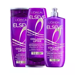 Kit Elseve Collagen Lifter Shampoo 200ml + Condicionador 200ml + Creme de Pentear 250ml