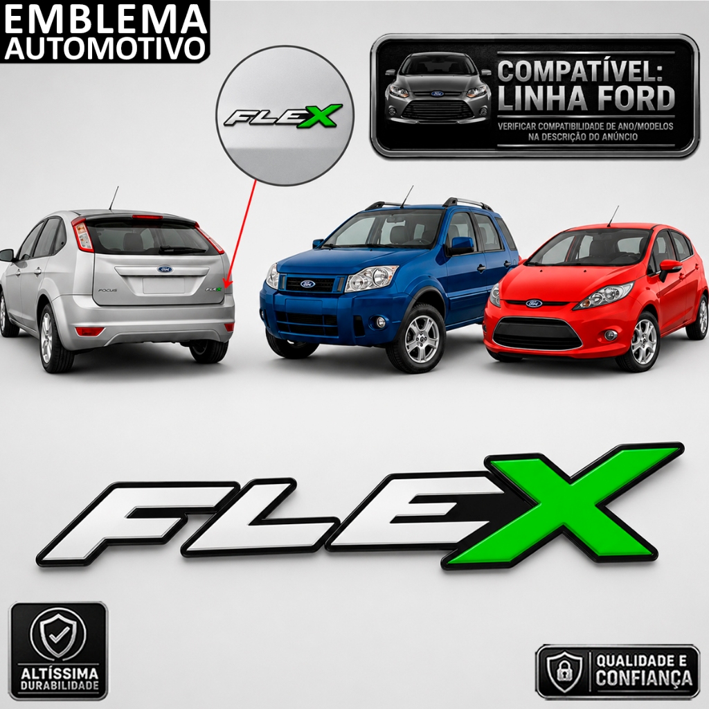Emblema Adesivo Flex - Fiesta Courier Focus Ecosport Ka - resinado - unidade