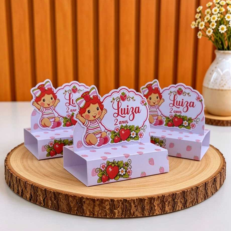 Porta Bis Duplo Personalizado Tema Moranguinho Baby /Lembrancinha de Festa Infantil Moranguinho /Aniversário