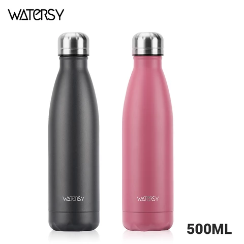 WATERSY Garrafa Térmica De Água Squeeze 500ml Térmica Inox Colorida Academia Escola Academia