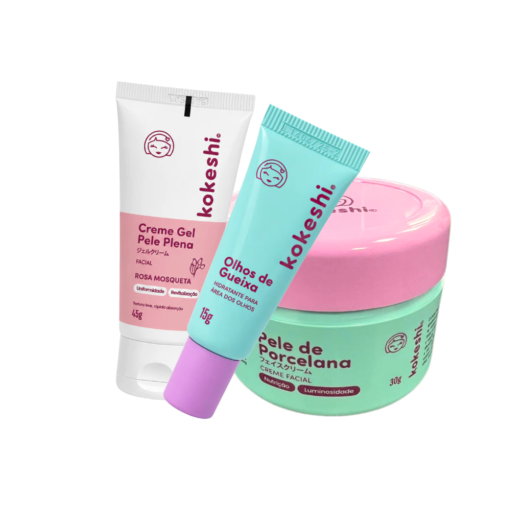 Kit Hidratação Pele de Porcelana + Olhos de Gueixa + Pele Plena Kokeshi
