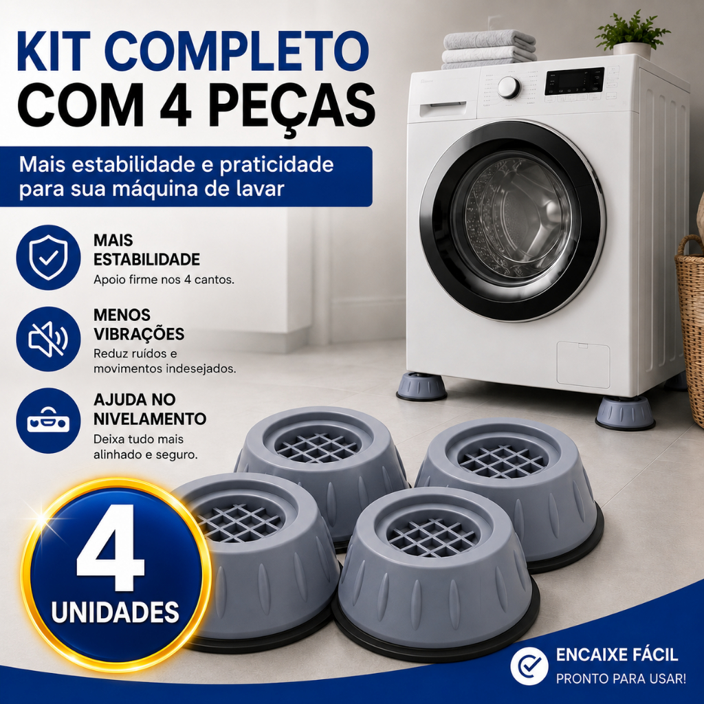 Kit Pé Nivelador Antivibração Universal Máquina de Lavar Geladeira Secadora Suporte Envio Imediato!!