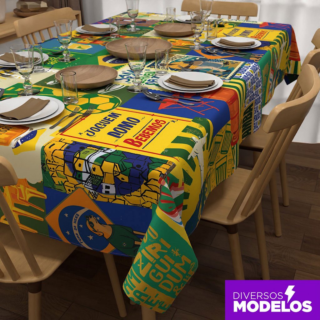 Toalha de Mesa Retangular Tema Futebol 1,40x2,10m 6 Lugares Decoração Festa Casa Oxford