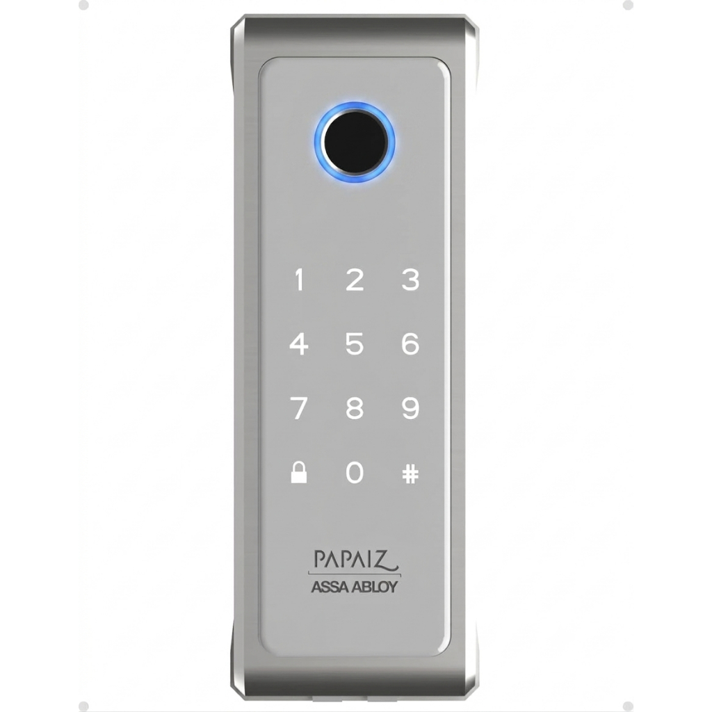 Fechadura Digital Com Biometria e Senha Papaiz SL140B Bio Prata De Sobrepor