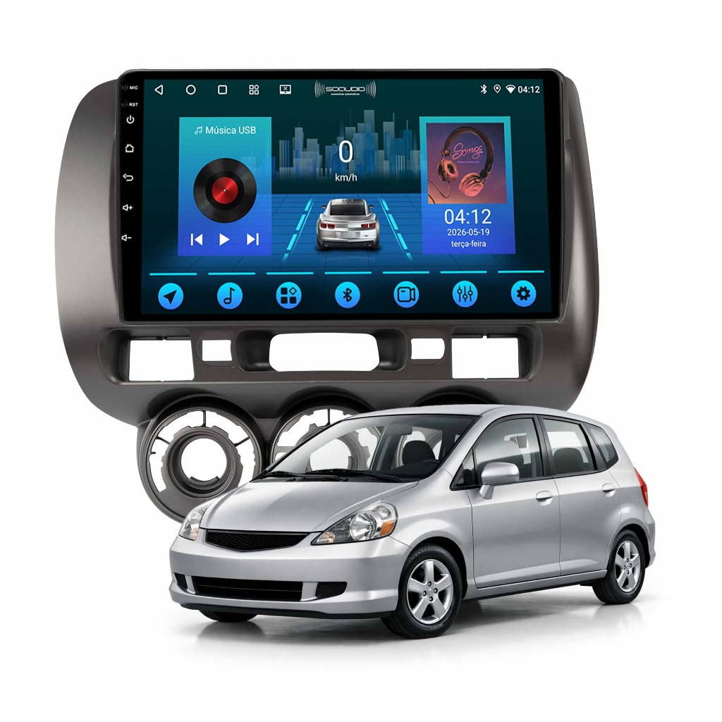 Multimídia Honda Fit 2003 A 2007 2ram 32gb Carplay Android Gps Bluetooth Quadcore 9 Polegadas
