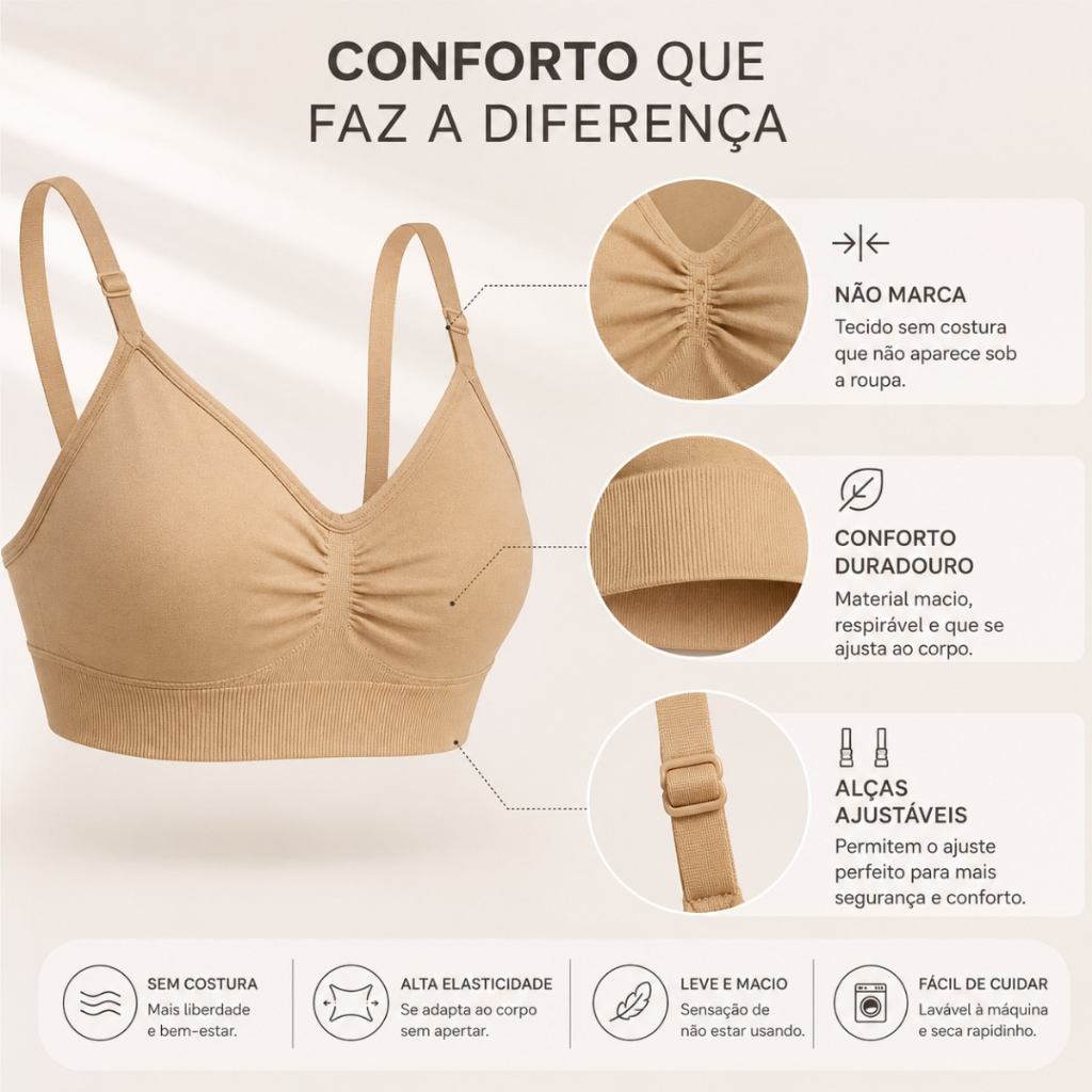 Kit 3 Sutiã Top de Academia Microfibra Simples com Fecho e Alça Ajustável 1 ou 3 unidades Sutiã com Bojo Removível — imagem 2 de 2