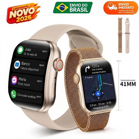 2026 Smartwatch BW10 Mini 38MM Relógio Inteligente 3D Tela Curva NFC GPS ChatGPT Bluetooth CALL Esportivos Smartwatch