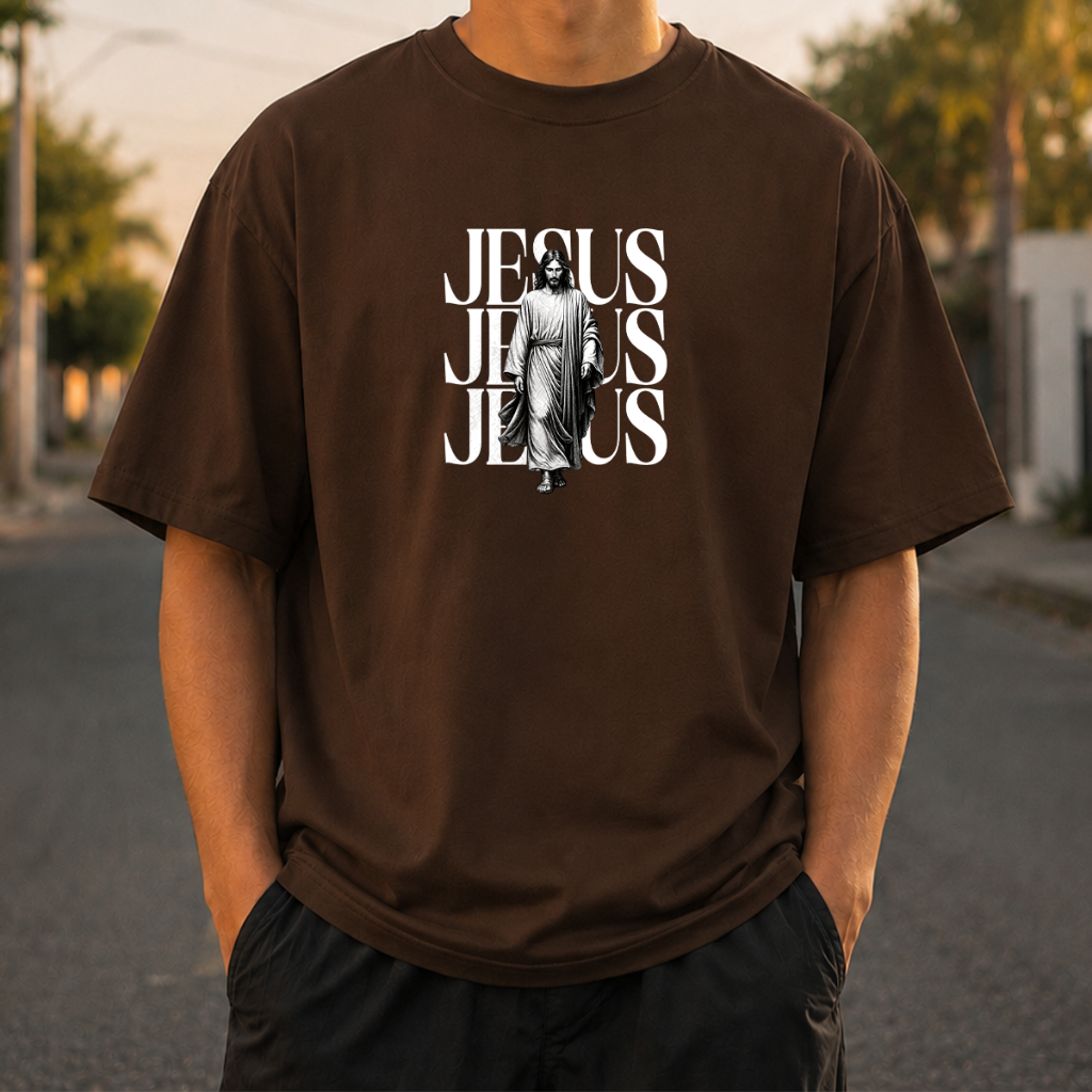 Camiseta Oversized Estampada Jesus Masculina Feminina Caimento Solto Moderna Street wear