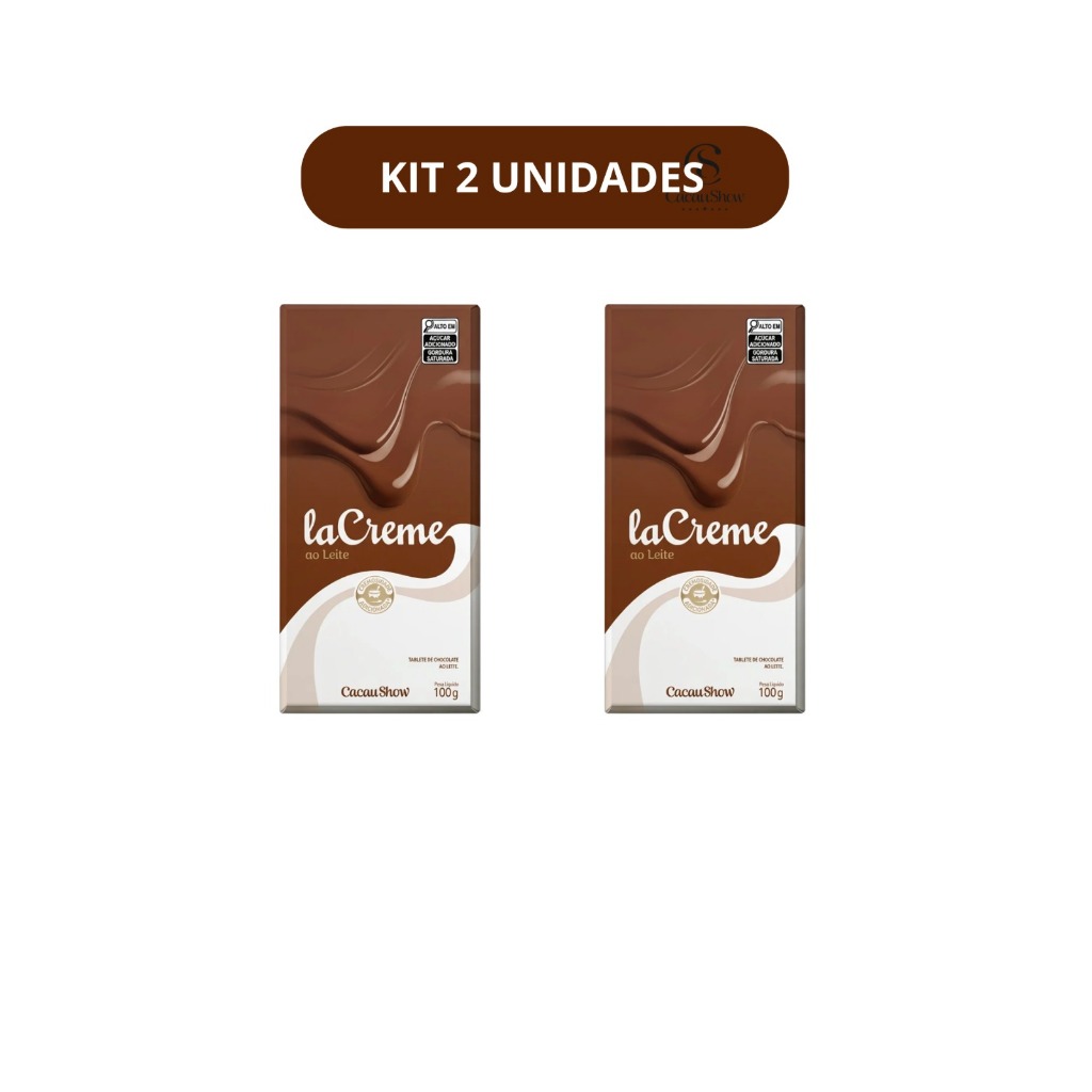 Kit 2 unidades Tablete Cacau Show Lacreme 100g