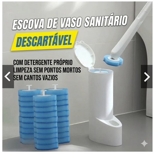 Escova + 8 refil descartável Para Vaso sanitário e Parede Banheiro pratica e fácil