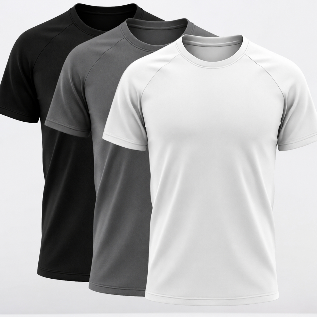 Kit 3 Camisetas Masculinas Básicas Lisas Algodão Branco Off White Preto Cores Básicas