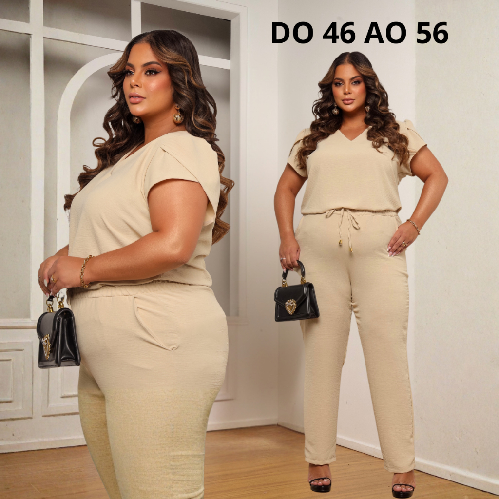 CONJUNTO PLUS SIZE ALFAIATARIA ELEGANTE E CONFORTAVEL