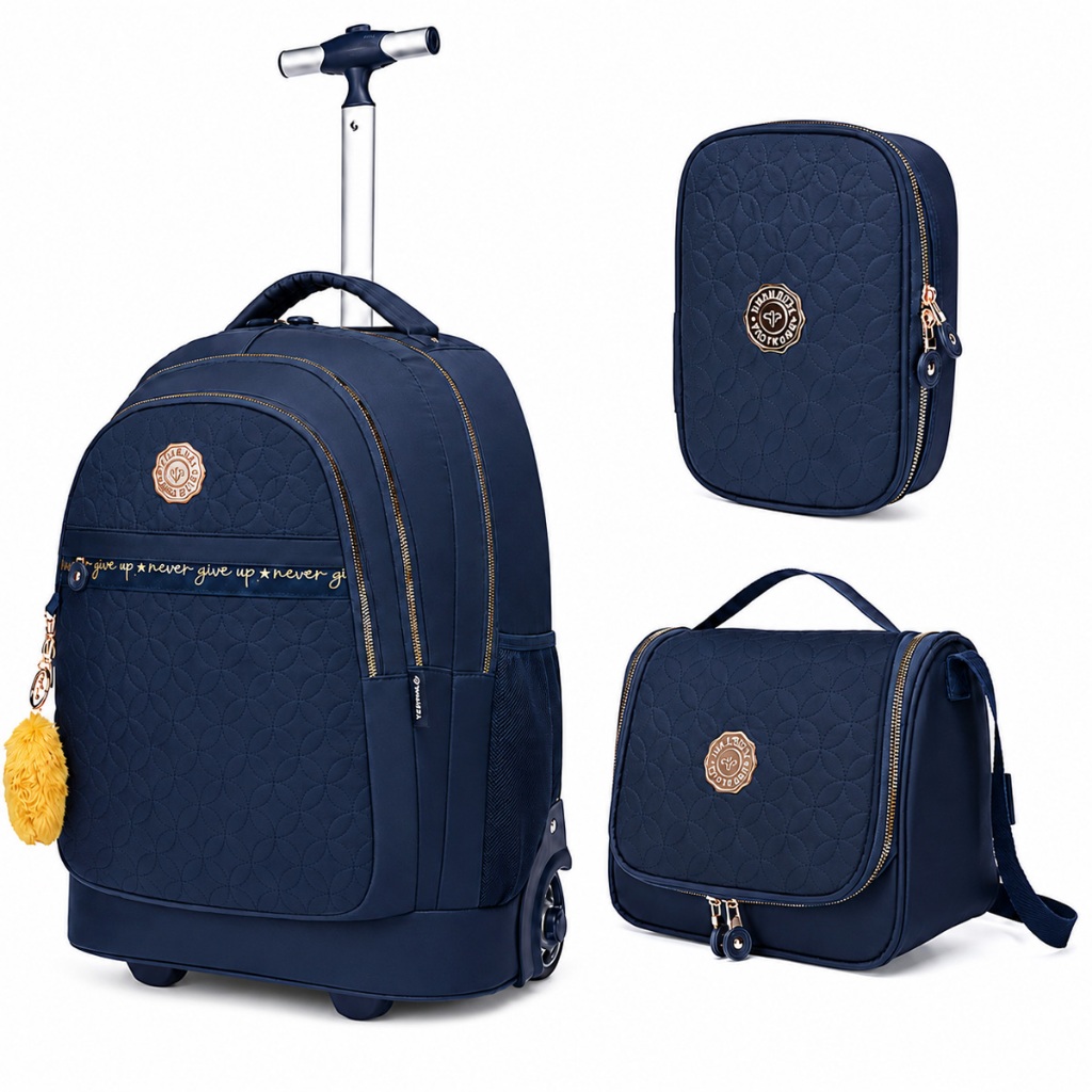 Kit Mochila Rodinha Juvenil Primicia Estojo Lancheira Espaçosa