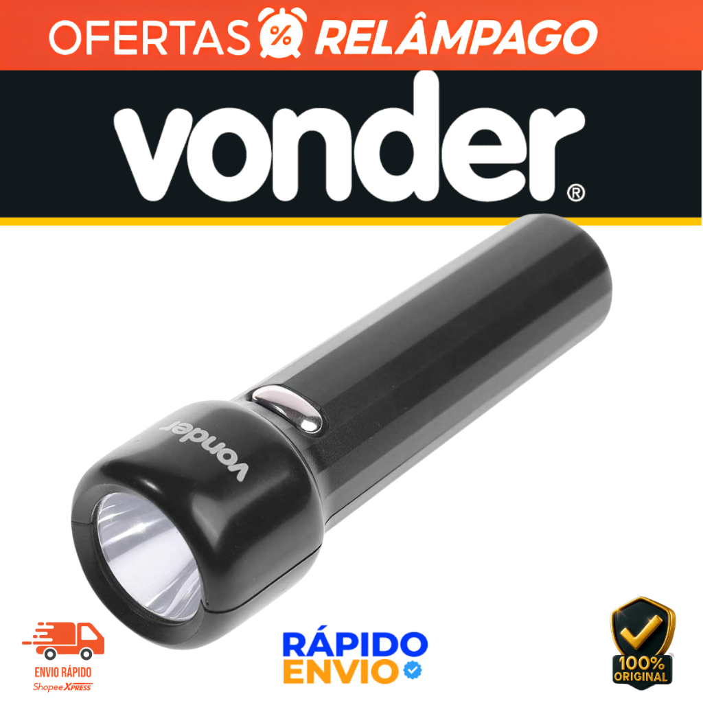 Lanterna Recarregável Vonder 50 Lúmens LED Bateria Lítio USB Camping Emergência 