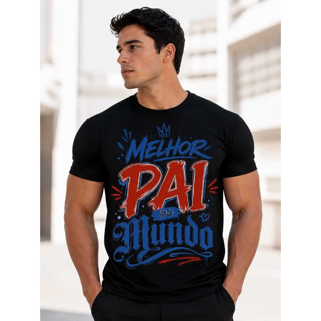 camisa dia dos pais camiseta melhor pai do mundo papai preta oferta