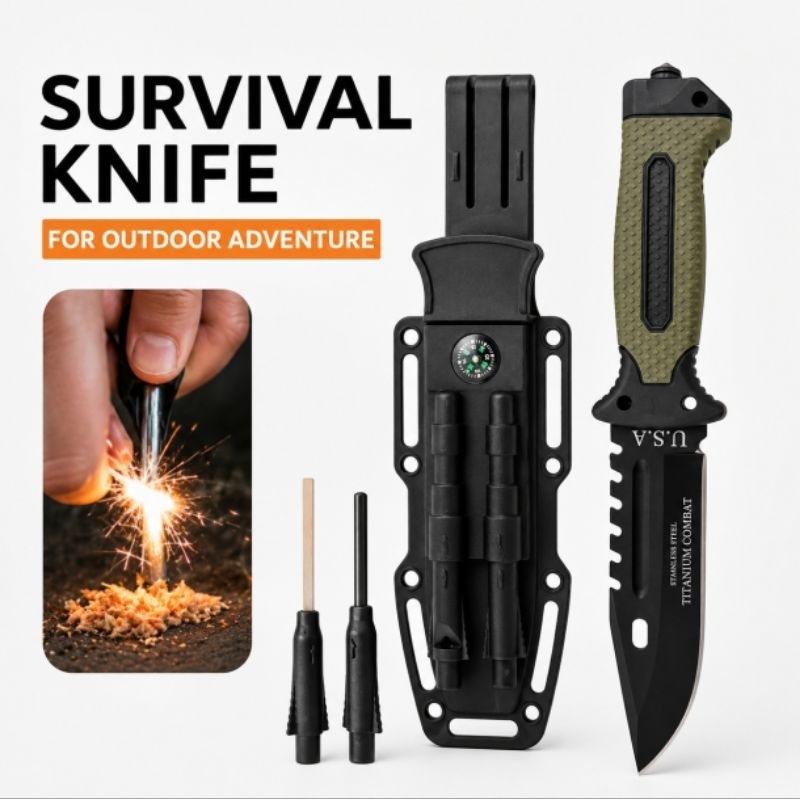 Faca Tática Militar Esportiva Punhal Rambo Camping Selva