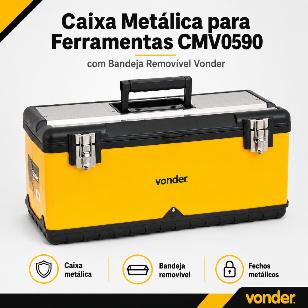 Caixa Metálica para Ferramentas CMV0590 com Bandeja Removível Vonder
