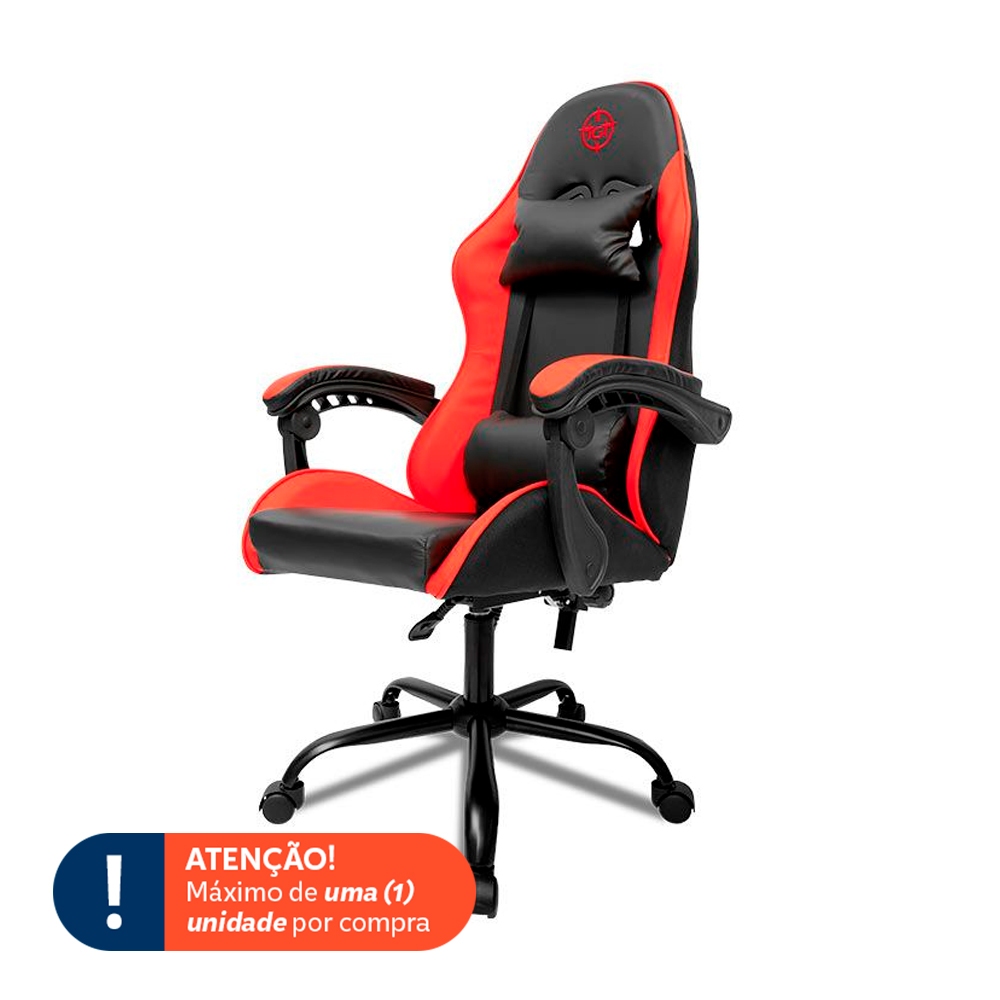 Cadeira Gamer TGT Heron, Preta e Vermelha, TGT-HR-BRD01