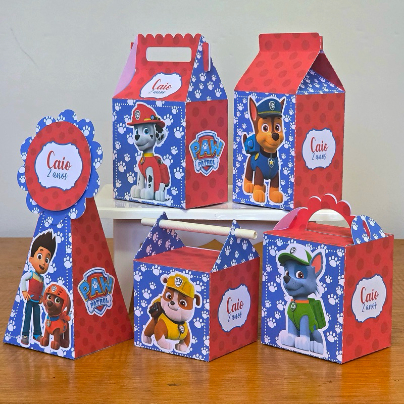 Kit Caixinhas Personalizadas Patrulha Canina | Lembrancinhas Festa Infantil | Nome e Idade Personalizados