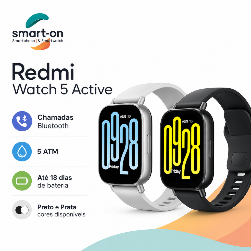 Smartwatch Xiaomi Redmi Watch 5 Active Original | Chamadas Bluetooth | Resistent
