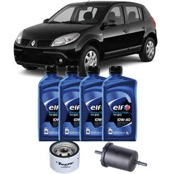 Kit Revisão Renault Sandero 1.6 8v 2007 em diante 10W40 ELF Filtro de Óleo e Combustivel