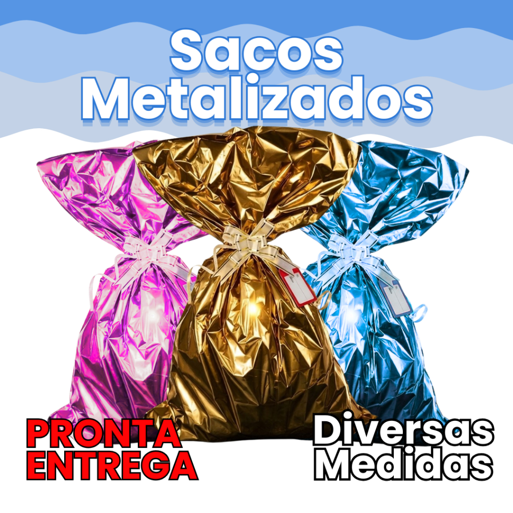 50 Sacos de Presente Metalizados - 10x15 | 11x20 | 15x22 | 15x30 | 20x30 | 25x35