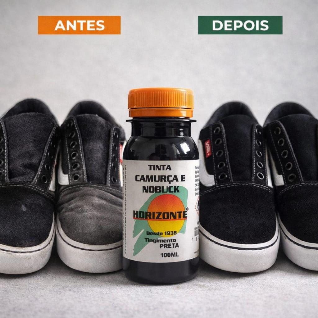 Detalhes do Tinta para Camurça e Nobuck Horizonte 100ml + Pincel Trincha Alta Cobertura Revitaliza a Cor